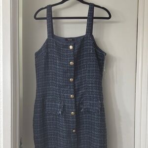 Stylish Blue Tweed Dress